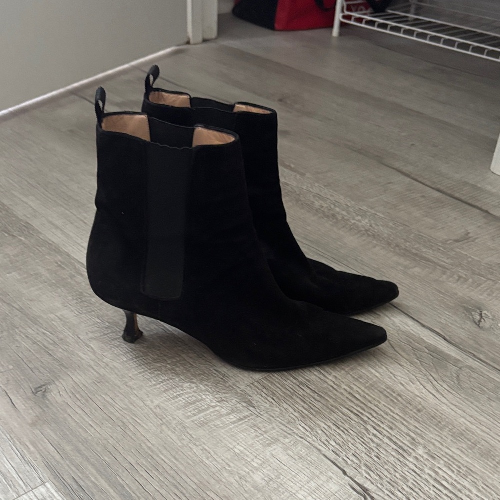 Manolo Blahnik Black Suede Ankle Booties